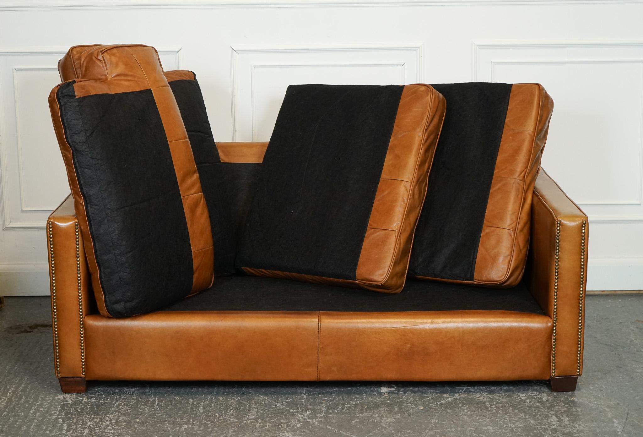 VINTAGE TIMOTHY OULTON ViSCOUNT TAN LEATHER 2 TO 3 SEATER SOFA 9