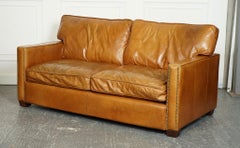 VINTAGE TIMOTHY OULTON ViSCOUNT TAN LEATHER 2 TO 3 SEATER SOFA