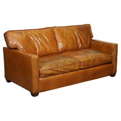 VINTAGE TIMOTHY OULTON ViSCOUNT TAN LEATHER 2 TO 3 SEATER SOFA