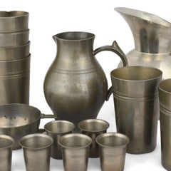 Vintage Tin Centrepiece and Drinking Set by Various Dutch Designers, 1930s