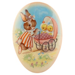 Vintage tin Cote d’Or easter can with rabbit and ducks, Belgium 1930s