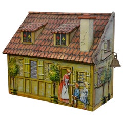 Retro Tin House Storage Box, Heinrich Haeberlein-Nurnberg, Germany, 1980s