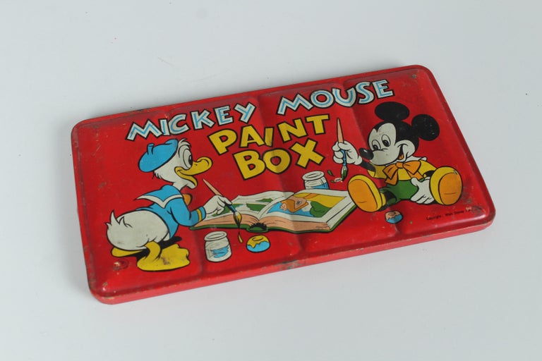 Vintage Tin Paint Box by Mickey Mouse, 1960s, Disney For Sale at