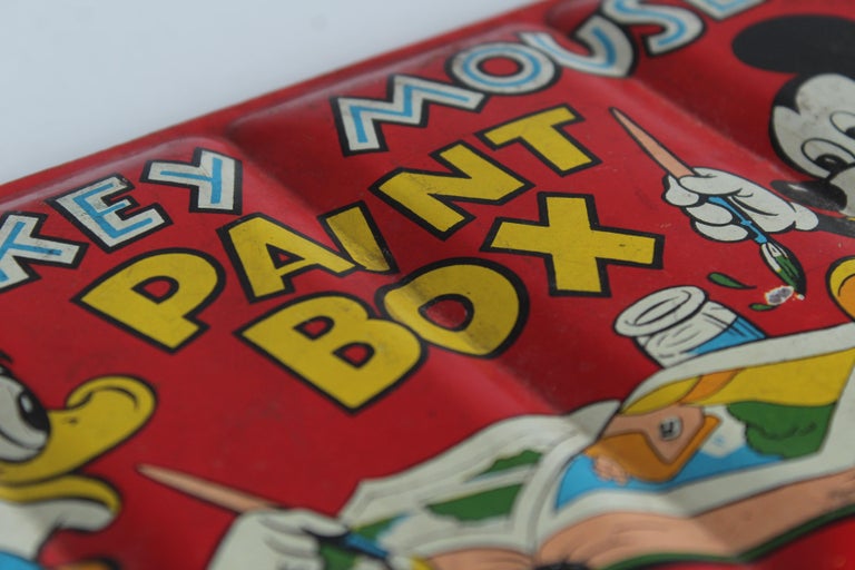 Vintage Tin Paint Box by Mickey Mouse, 1960s, Disney For Sale at