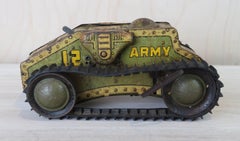 Vintage Tin Plate Wind Up Toy Tank. American, 1930's