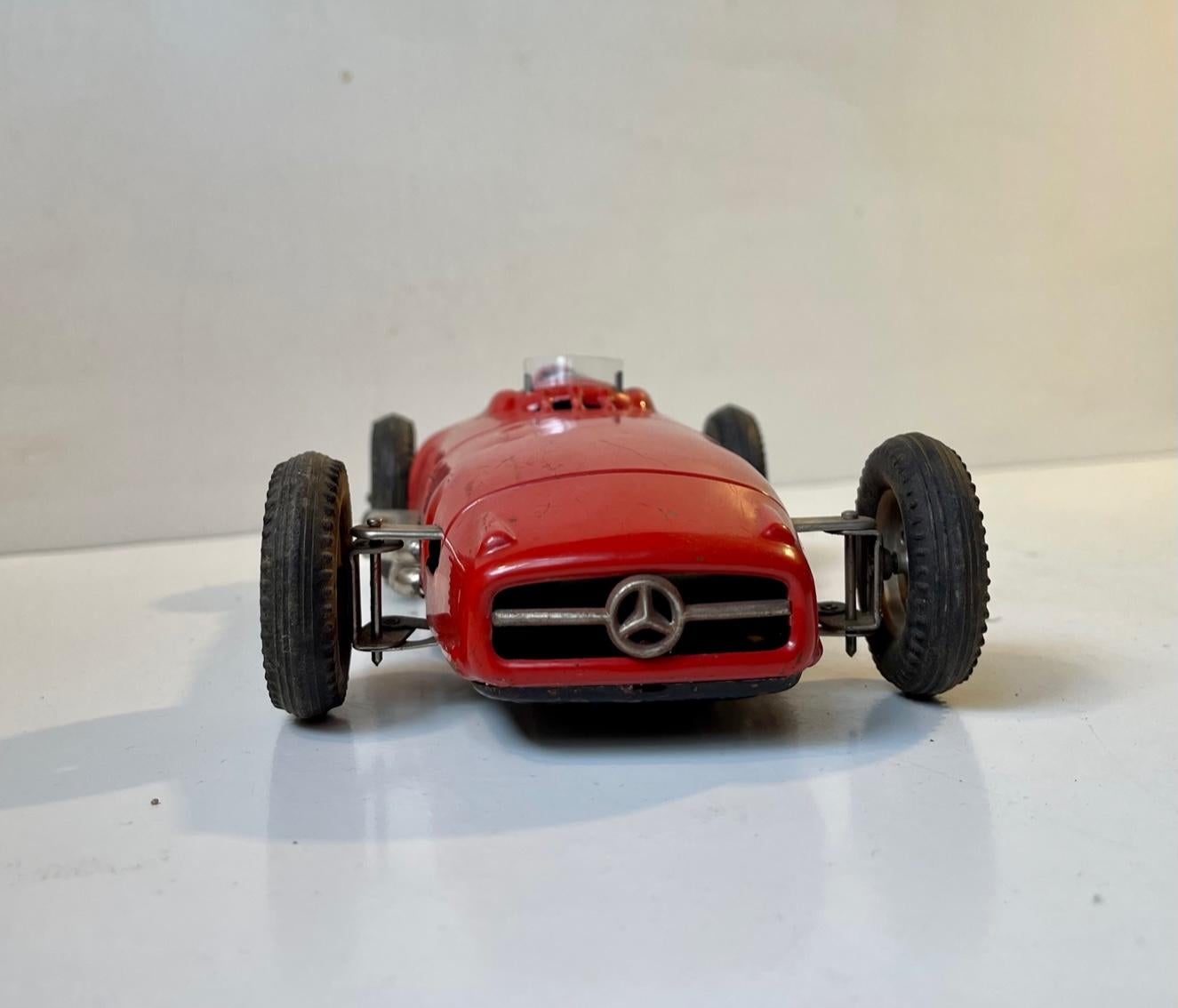 Mid-20th Century Vintage Tin Toy Mercedes-Benz W-196 Racing Car by Jnf, Western Germany, 1950s