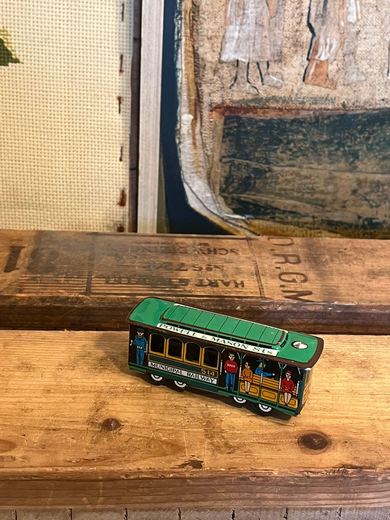 Vintage Tin Toy Train Trolley Car Powell & Mason Sts. Municipal Railway 514 For Sale 1