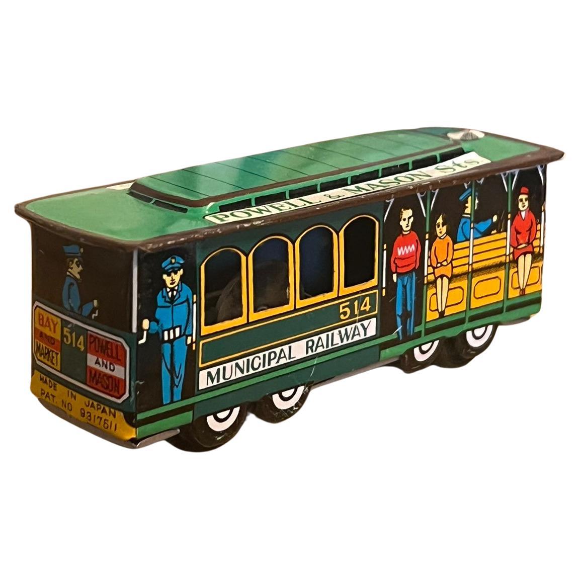 Vintage Tin Toy Train Trolley Car Powell & Mason Sts. Municipal Railway 514