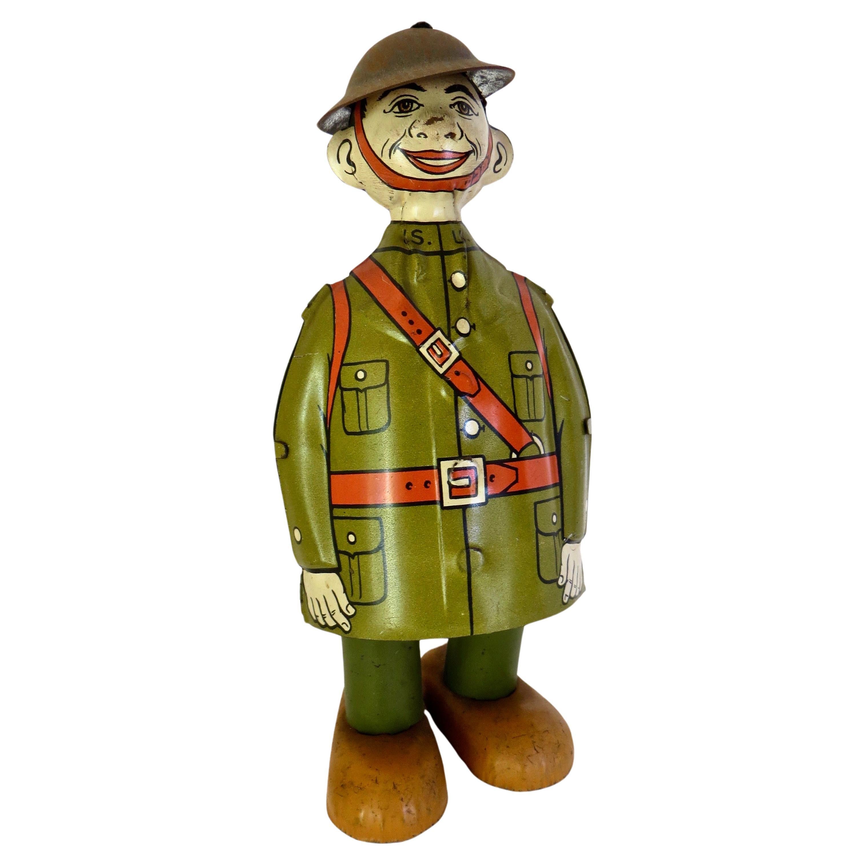 Vintage Tin Wind-up Toy "Doughboy"  by J.Chein Company. American Circa 1930 For Sale