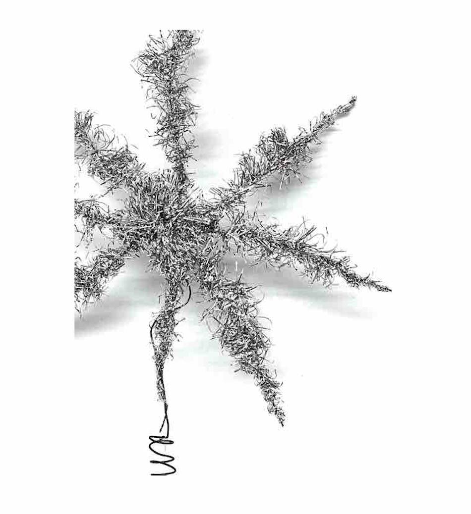 A rare feather tree tinsel Christmas tree topper. It is made from tinsel and wire, would be a great antique addition for your Christmas or feather tree.
   
