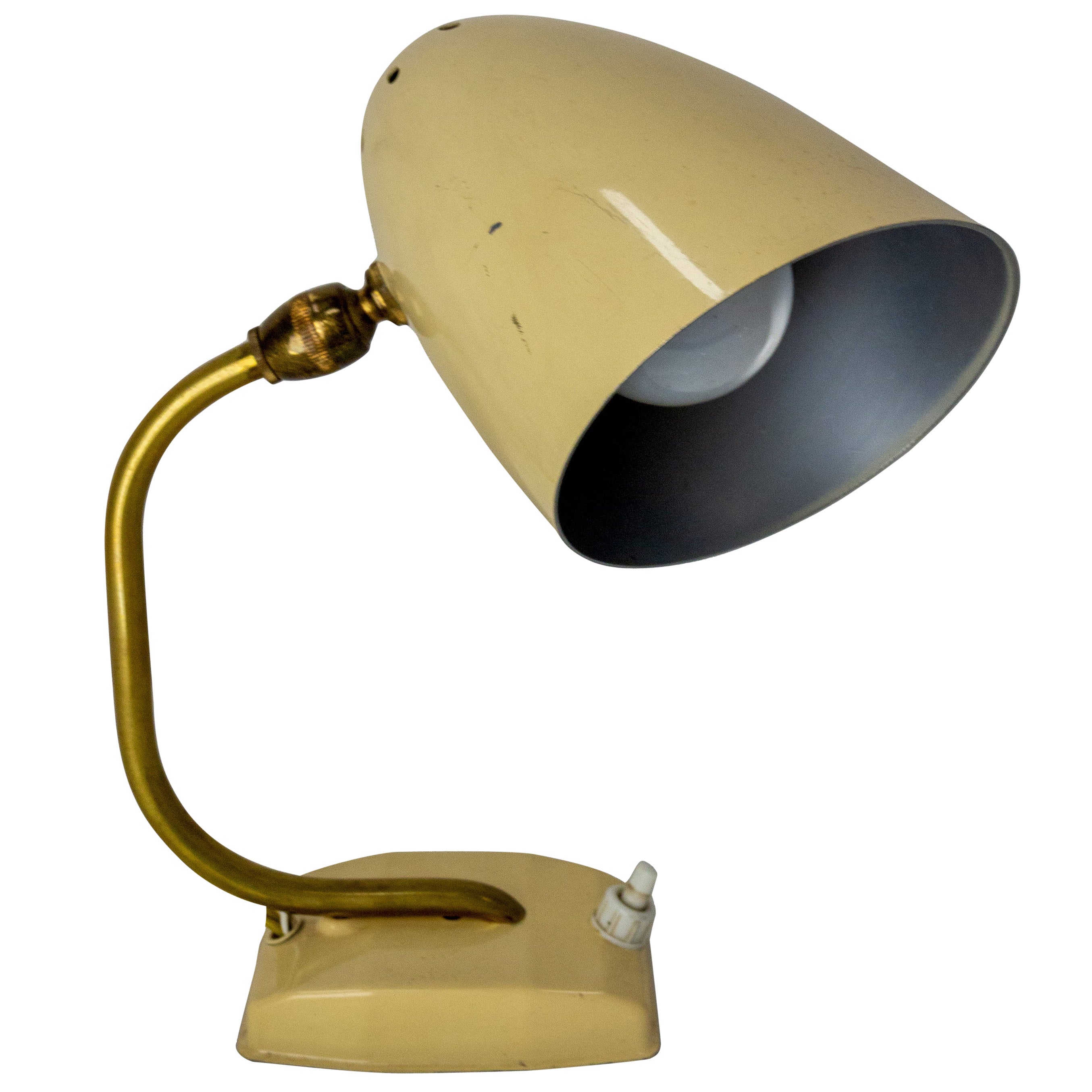 Vintage-Tischlampe aus zinnfarbenem Blech, um 1960