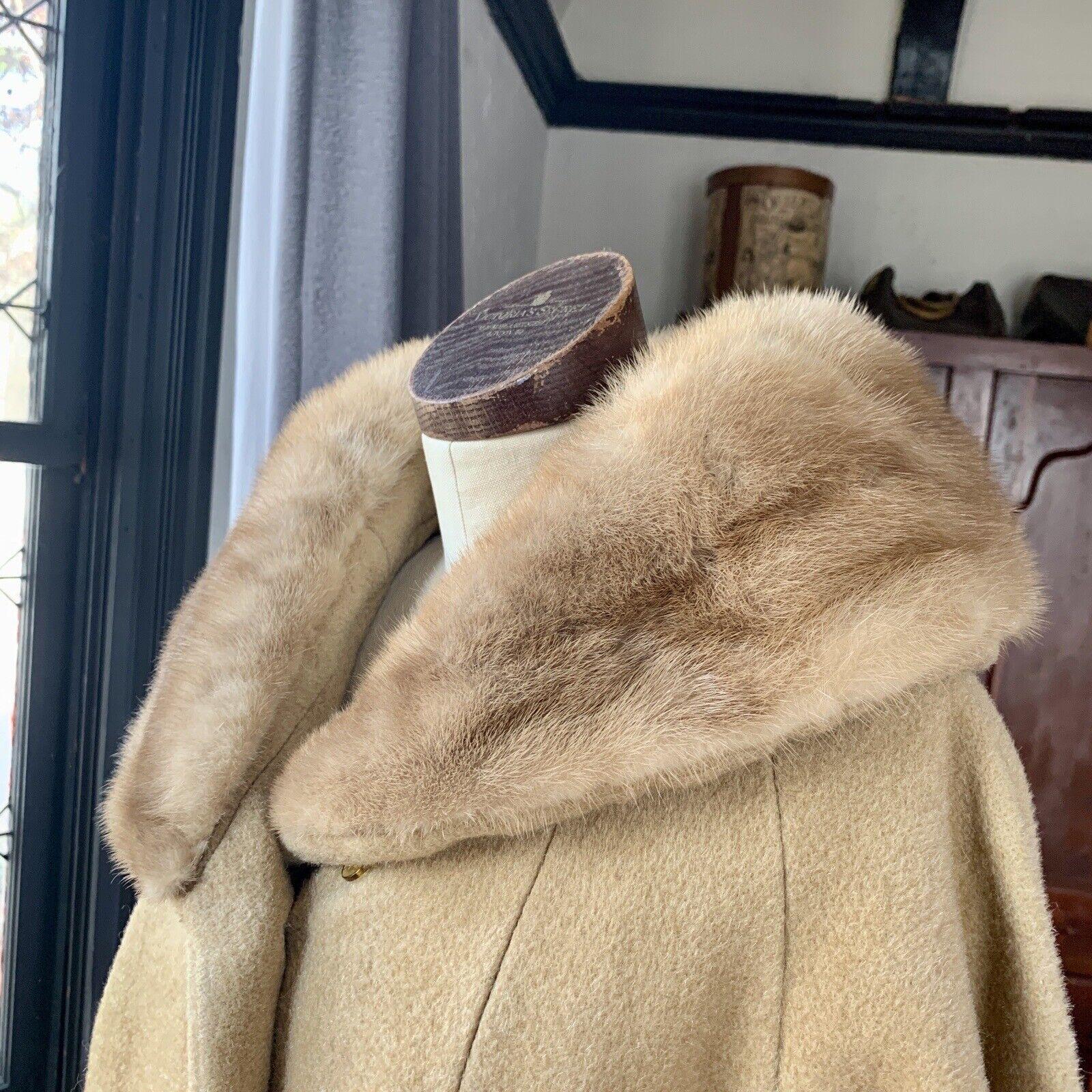 Vintage Tisse a Paris for LILLI ANN Fur Mohair MINK Swing Coat CAMEL Brown For Sale 3