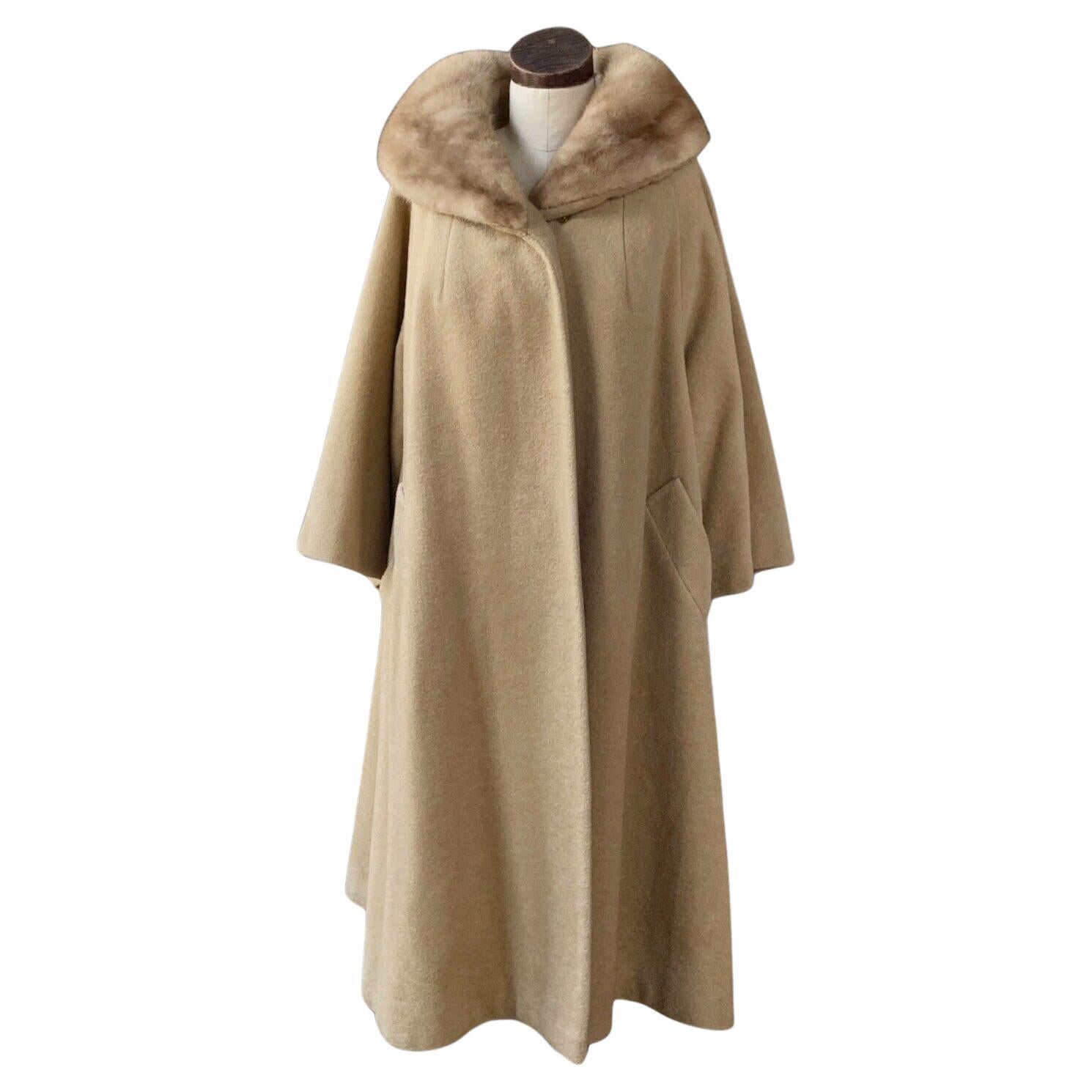 Vintage Tisse a Paris for LILLI ANN Fur Mohair MINK Swing Coat CAMEL Brown For Sale