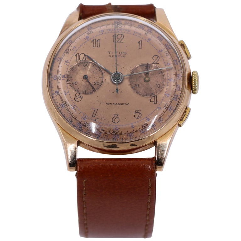 Vintage Titus Rose Gold Chronograph Watch