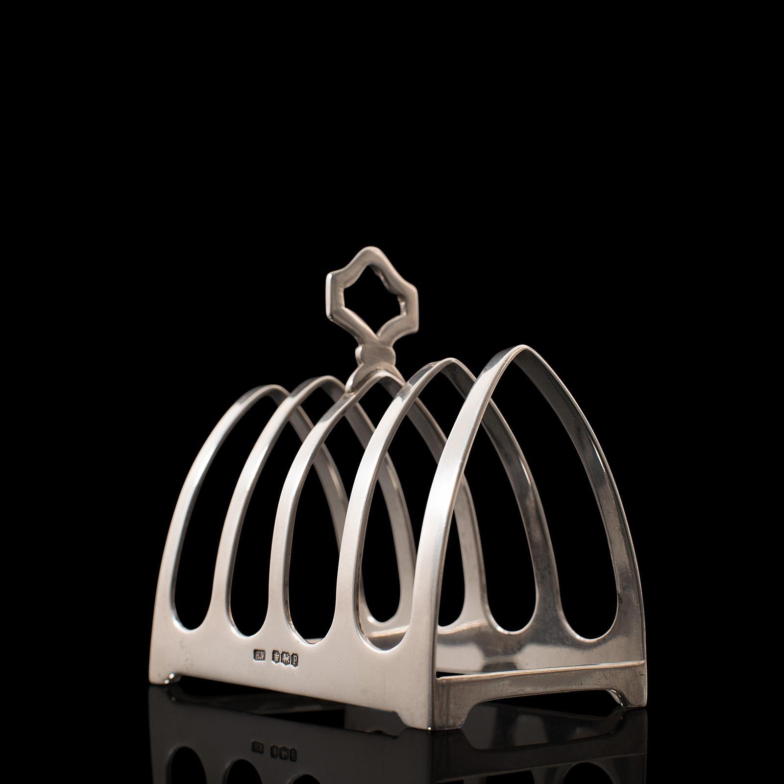 Vintage Toast Rack, Englisch, Silber, Frühstück Stand, Hallmarks, Viners, 1932 im Angebot 5