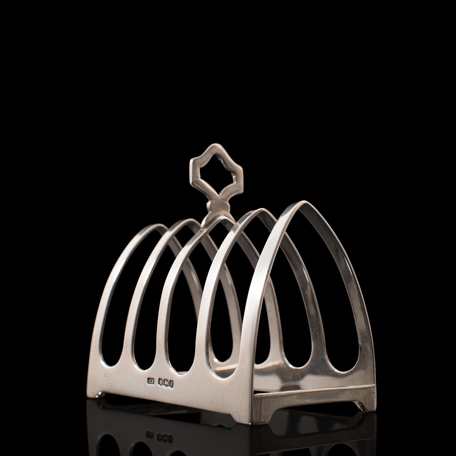 Vintage Toast Rack, English, Silver, Breakfast Stand, Hallmarks, Viners, 1932 For Sale 2