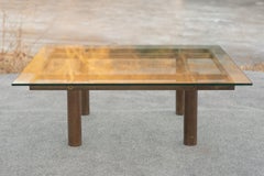 Vintage Tobia Scarpa Style 'Andre' Coffee Table Bronzed Steel & Glass