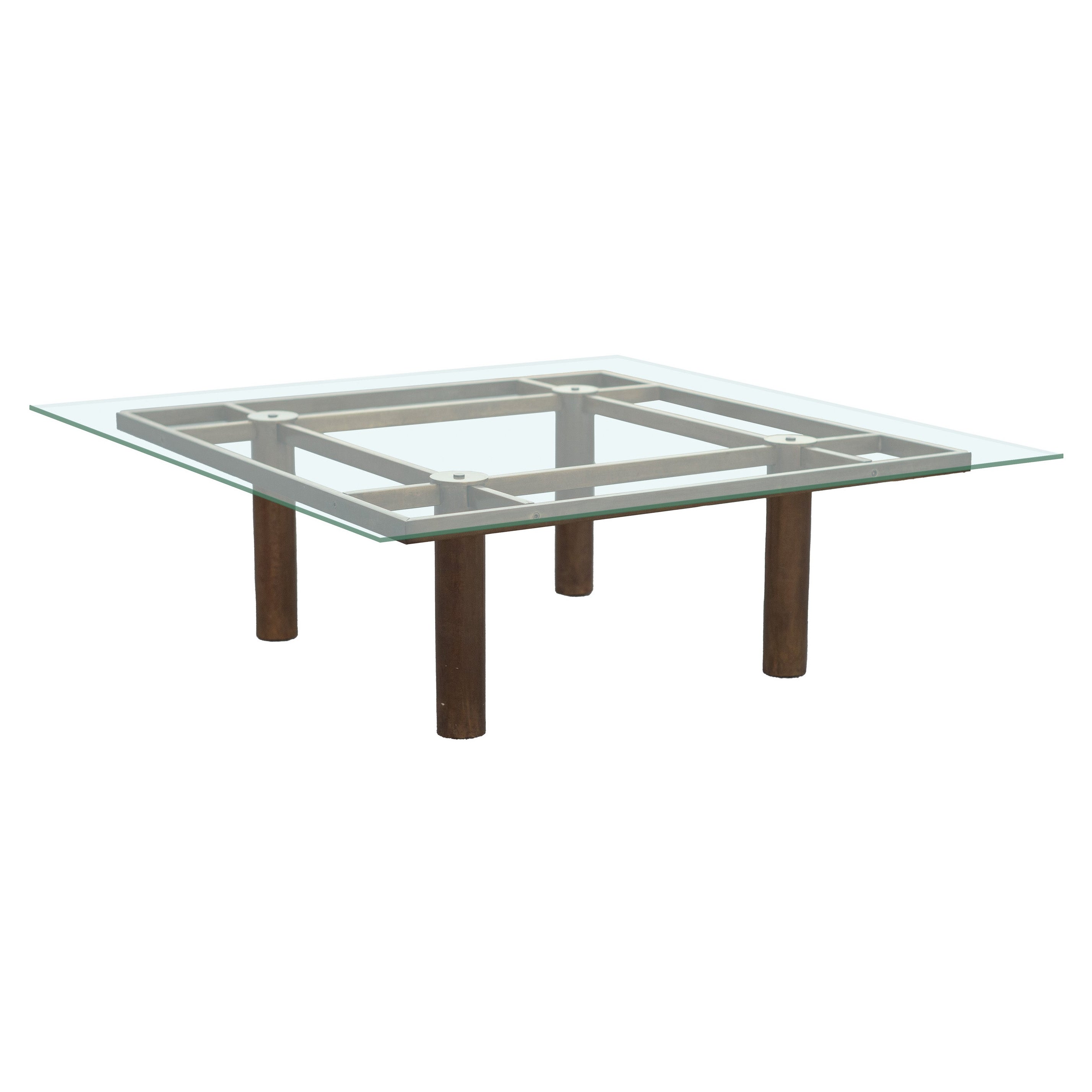 Vintage Tobia Scarpa Style 
Andre
 Coffee Table Bronzed Steel 
Glass For Sale