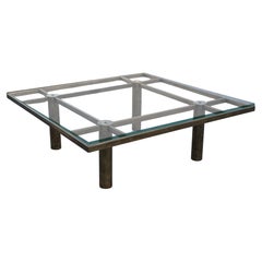 Vintage Tobia Scarpa Style 'Andre' Coffee Table Bronzed Steel & Glass