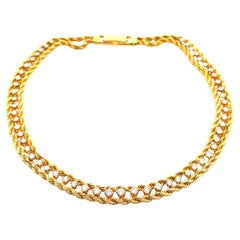 Vintage Tobias 14k Gold 4ct Diamond Center in Dual Rope Link 14" Choker Necklace