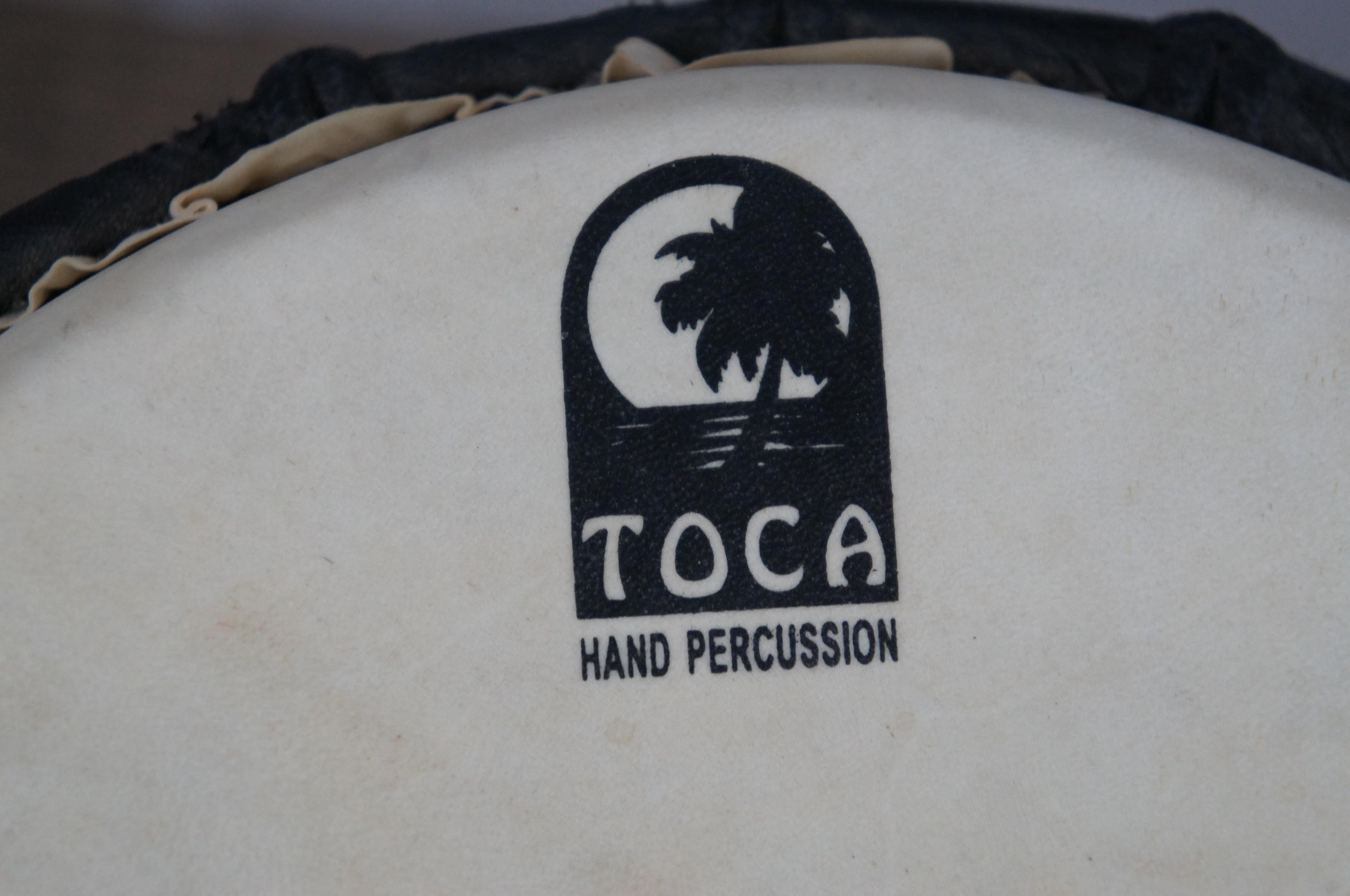 Vintage Toca Hand Percussion Djembe Trommel bemalte Volkskunst Gecko Eidechse 12