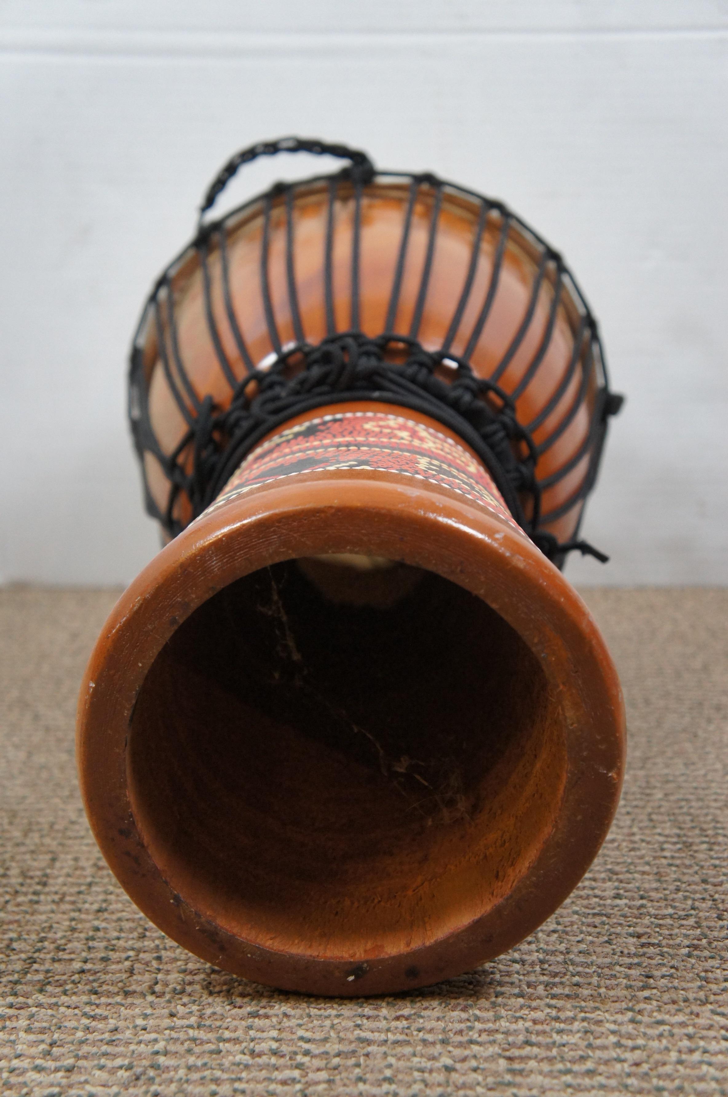 Vintage Toca Hand Percussion Djembe Trommel bemalte Volkskunst Gecko Eidechse 12