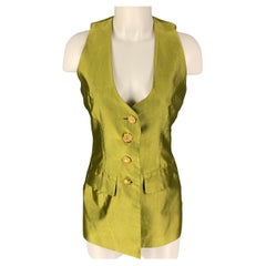 Vintage TODD OLDHAM Spring 1993 Size S Chartreuse Silk Vest