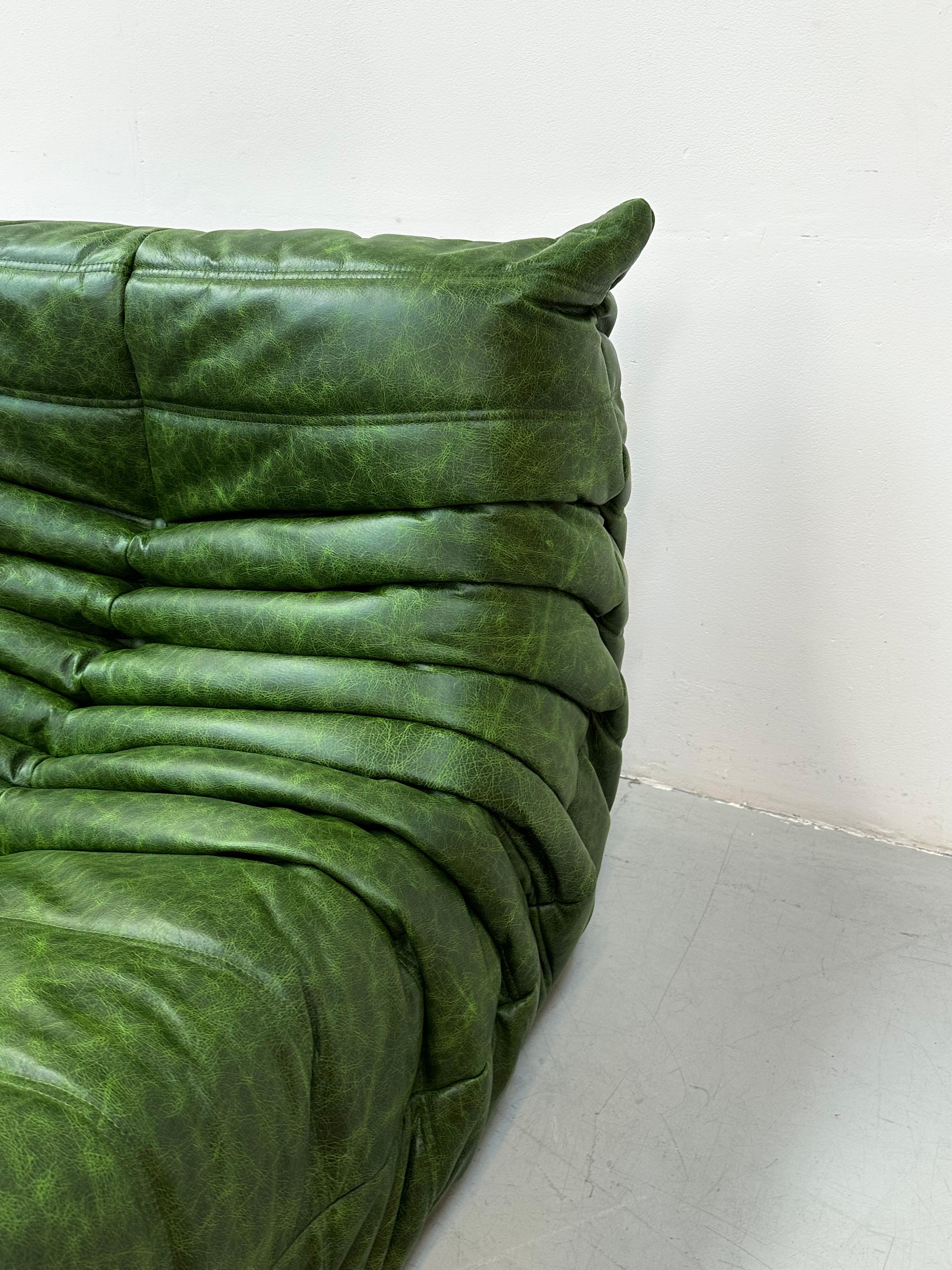 green leather togo chair