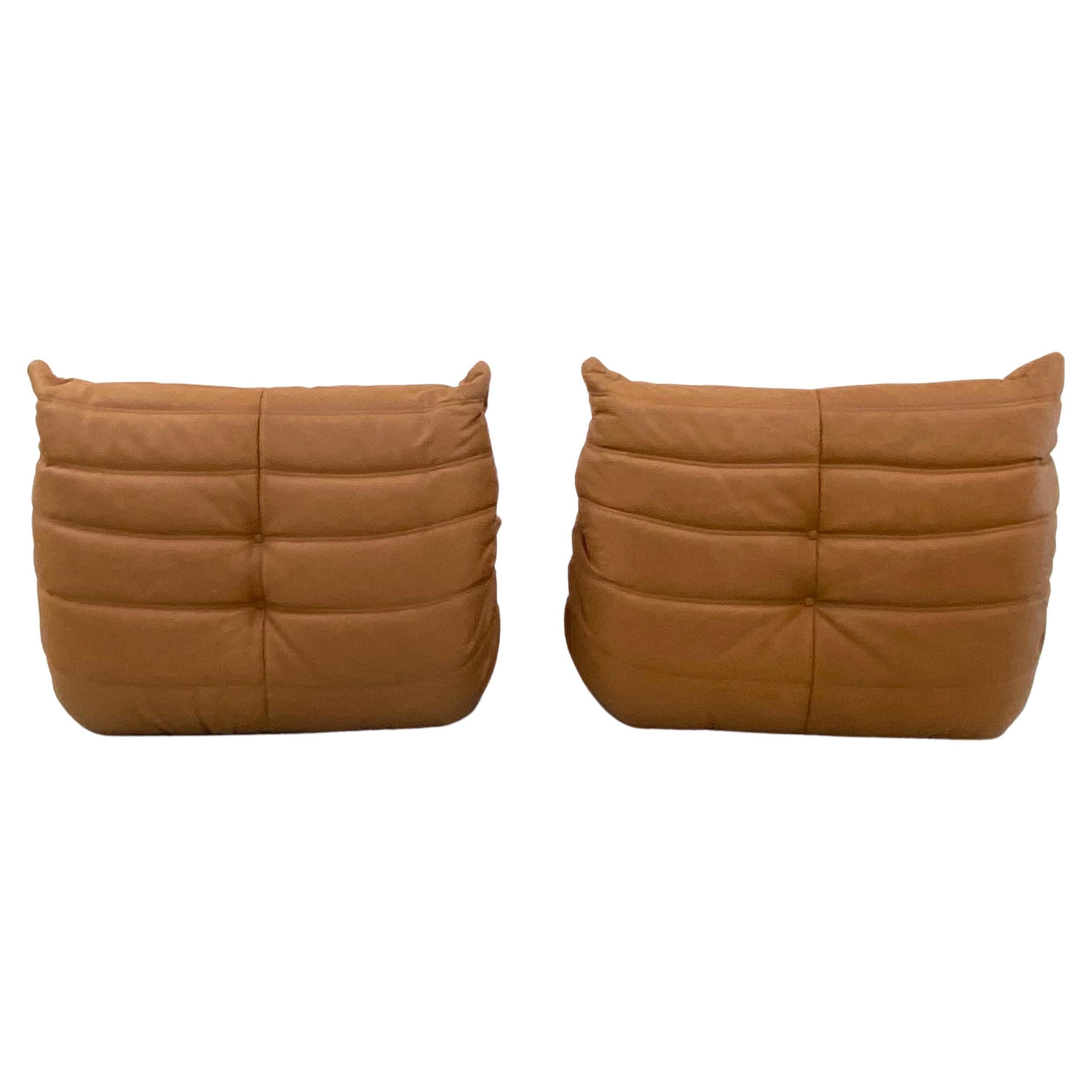 Vintage Togo Chairs in Cognac Leather by M.Ducaroy for Ligne Roset, Set of 2 5