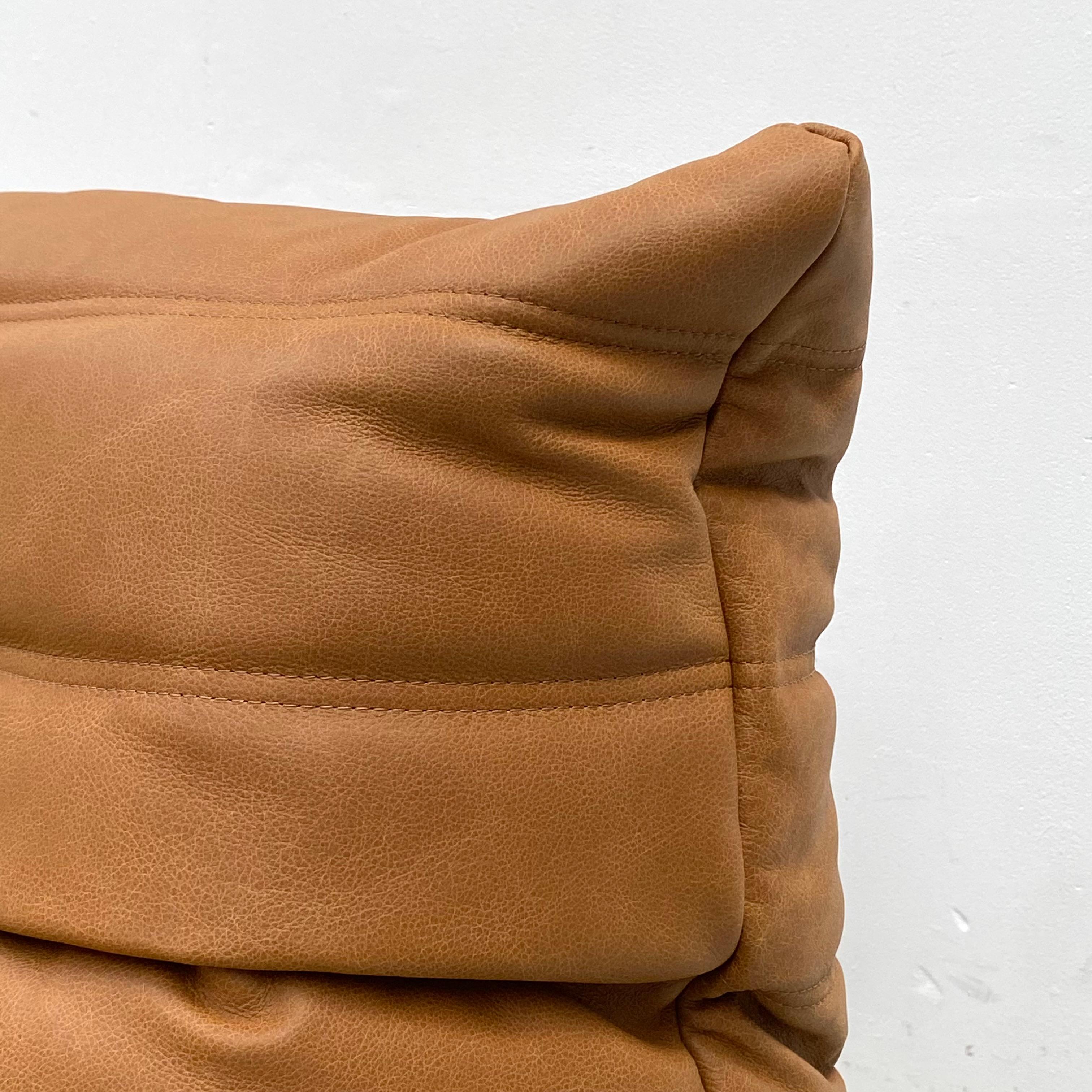 Vintage Togo Chairs in Cognac Leather by M.Ducaroy for Ligne Roset, Set of 2 In Excellent Condition In Eindhoven, Noord Brabant