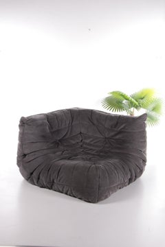 Vintage Togo Ligne Roset Corner Piece Dark Grey, 1970, France