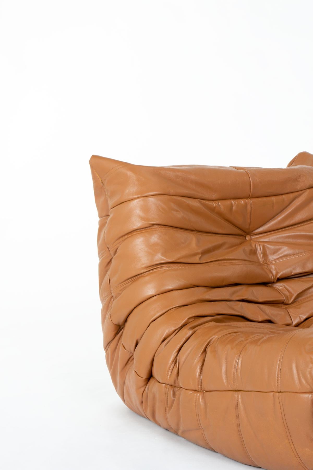 Sedia da salotto Togo vintage in pelle di Michel Ducaroy per Ligne Roset, anni '70 in vendita 2