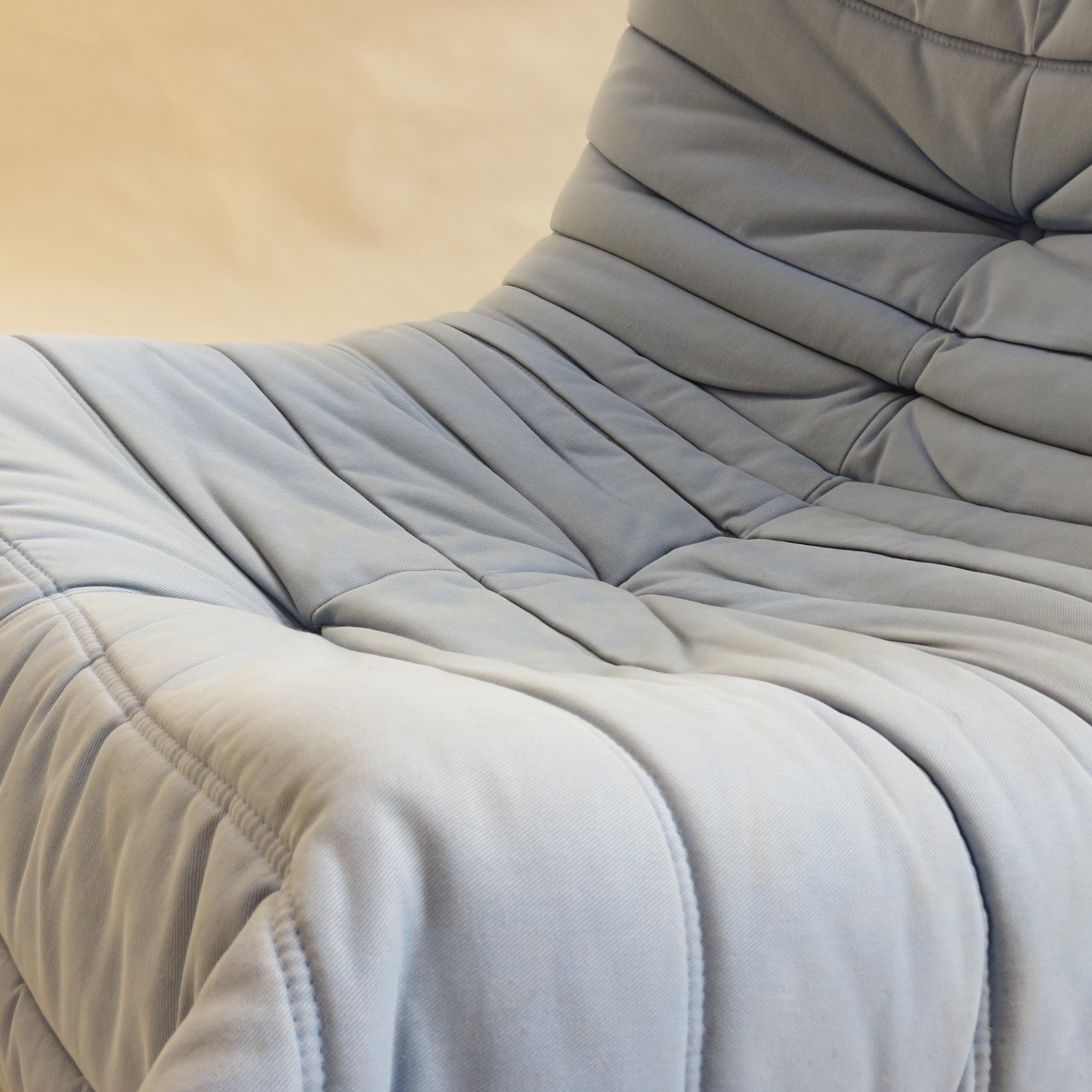 Late 20th Century Vintage Togo Sofa Chair by Michael Ducaroy for Ligne Roset in Light Blue