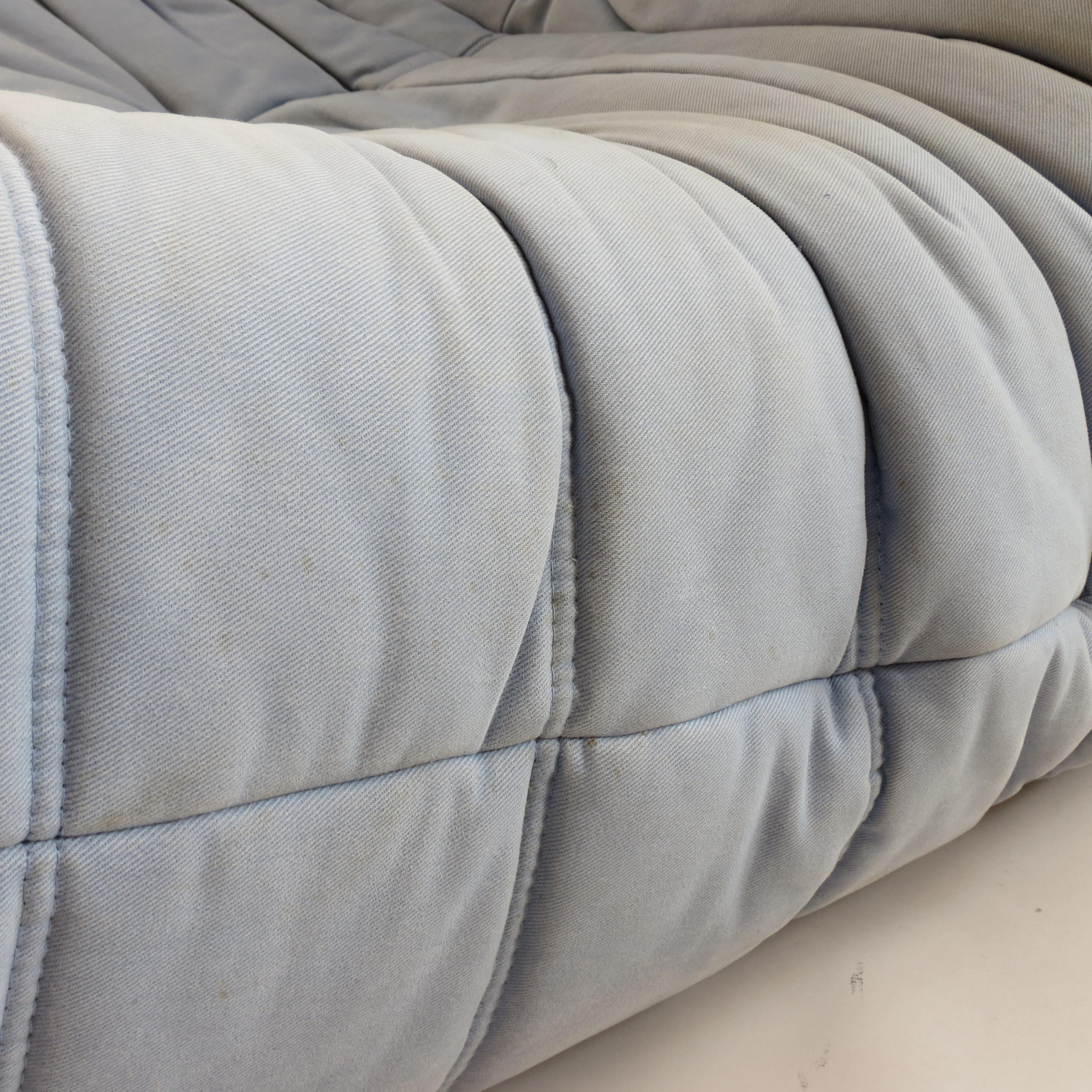 Vintage Togo Sofa Chair by Michael Ducaroy for Ligne Roset in Light Blue 1
