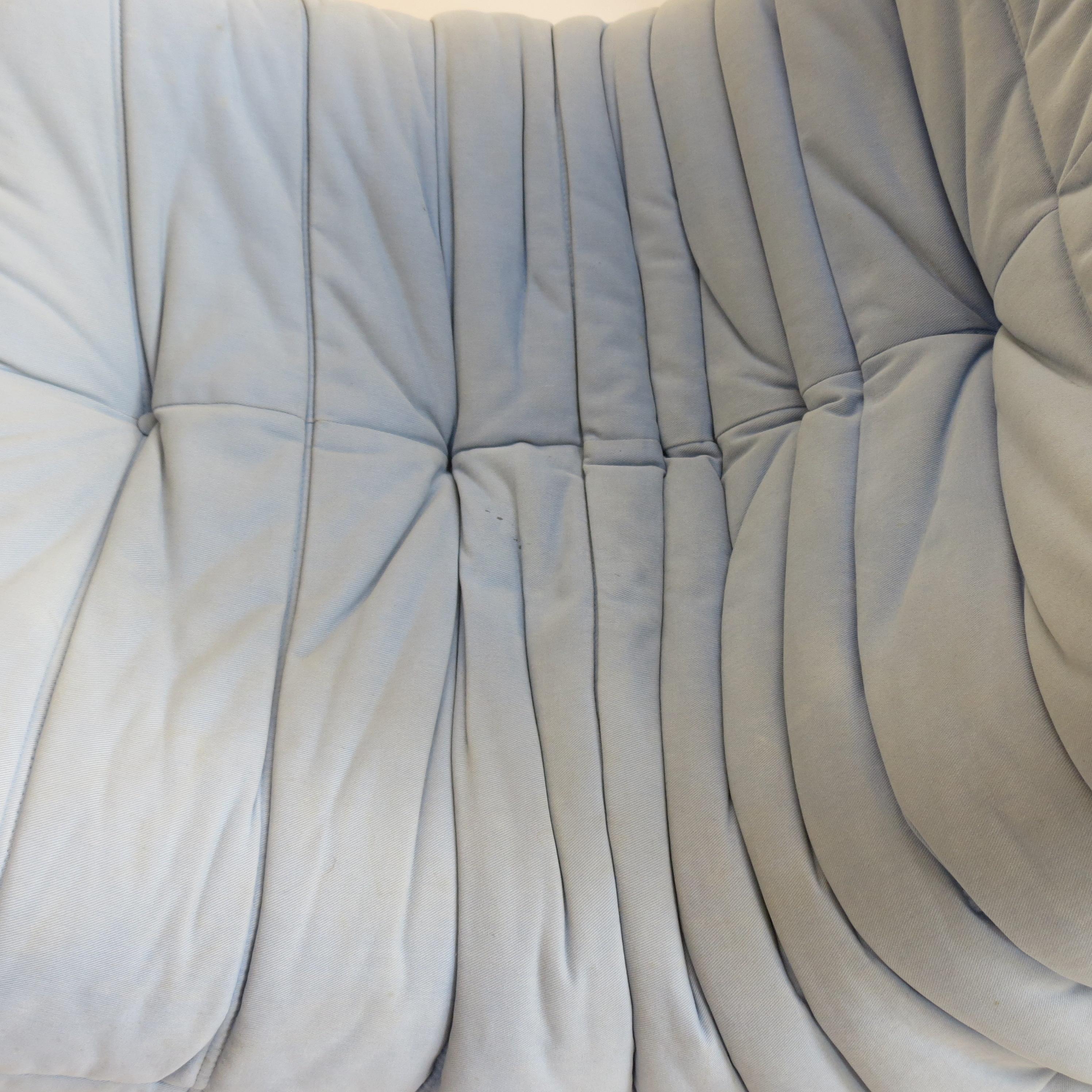 Vintage Togo Sofa Chair by Michael Ducaroy for Ligne Roset in Light Blue 2
