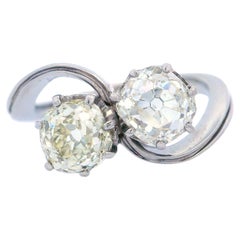 Vintage Toi et Moi 18 Karat Goldring mit 2,70 Karat Diamanten im Altminenschliff