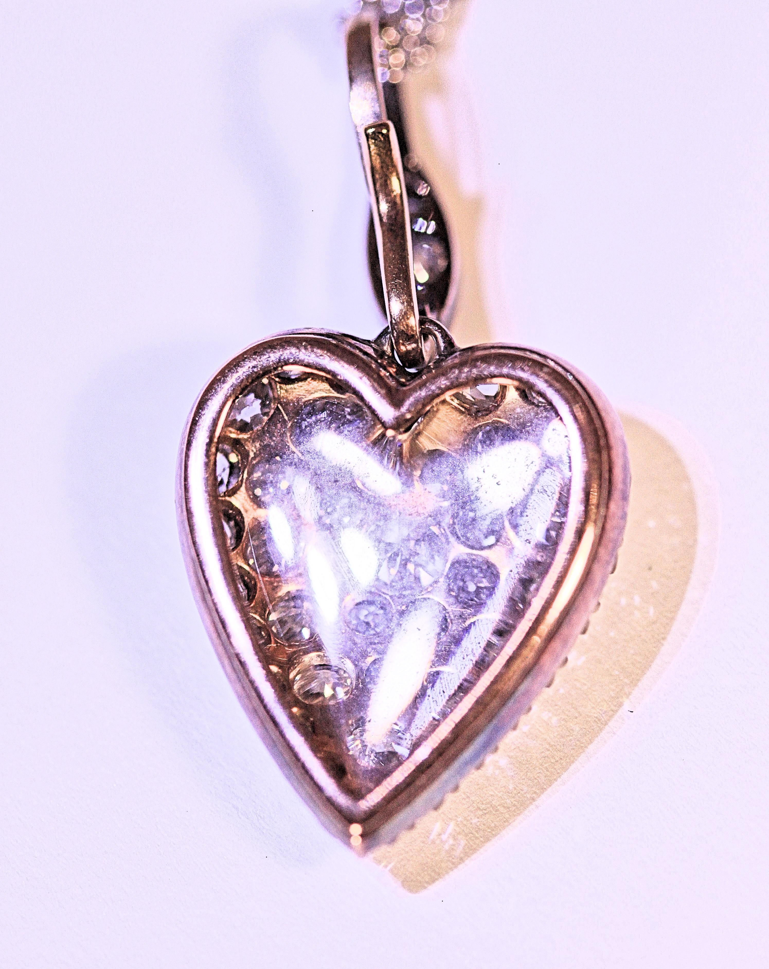 Women's Vintage Token of Love Locket Old European Cut Diamonds Gold Pendant Necklace For Sale
