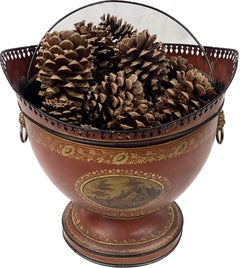 Vintage Tole and Gilt Painted Firewood Bucket