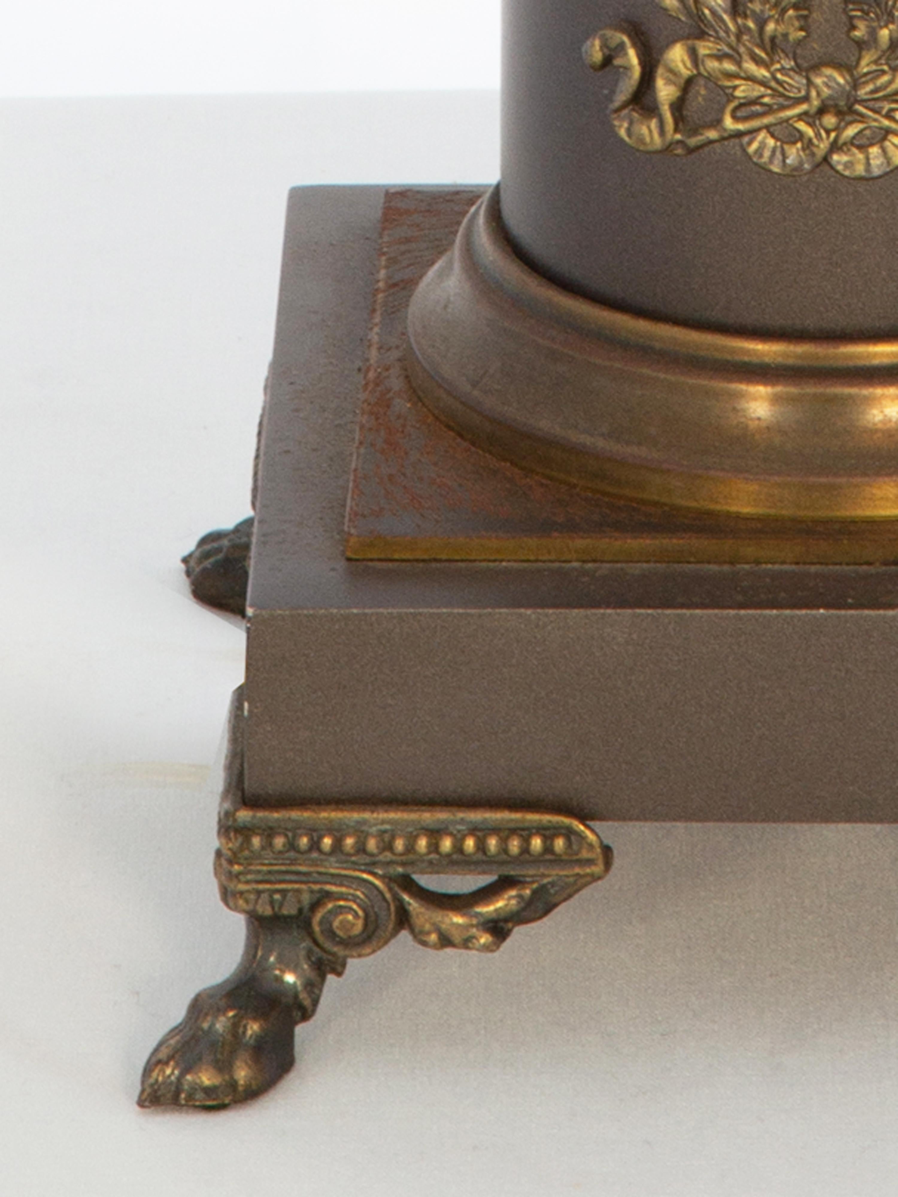 Empire Vintage Tole Columnar Lamp For Sale