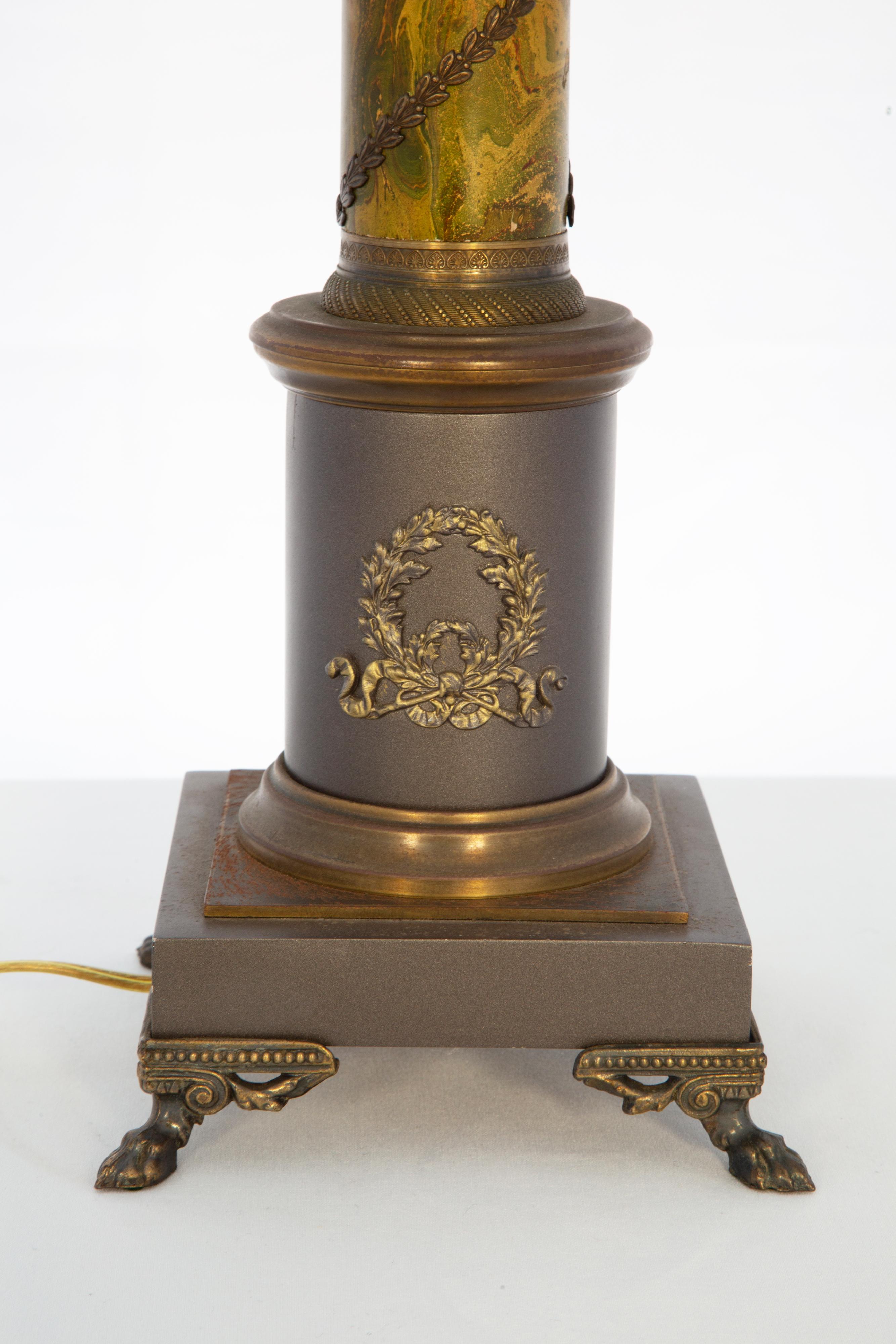 Painted Vintage Tole Columnar Lamp For Sale