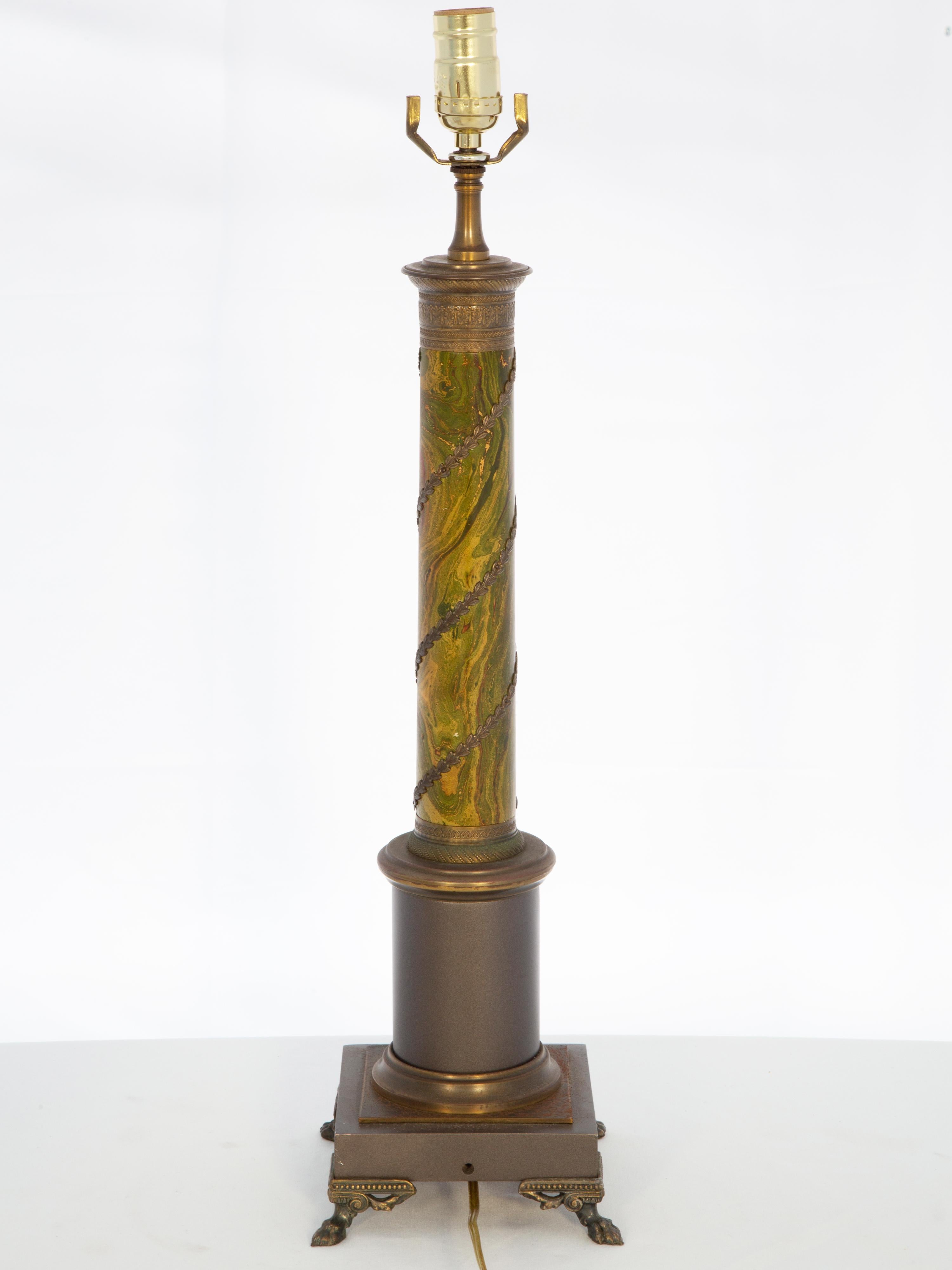 20th Century Vintage Tole Columnar Lamp For Sale