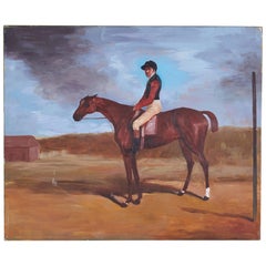 Quadro d'epoca Tole Jockey on Horse