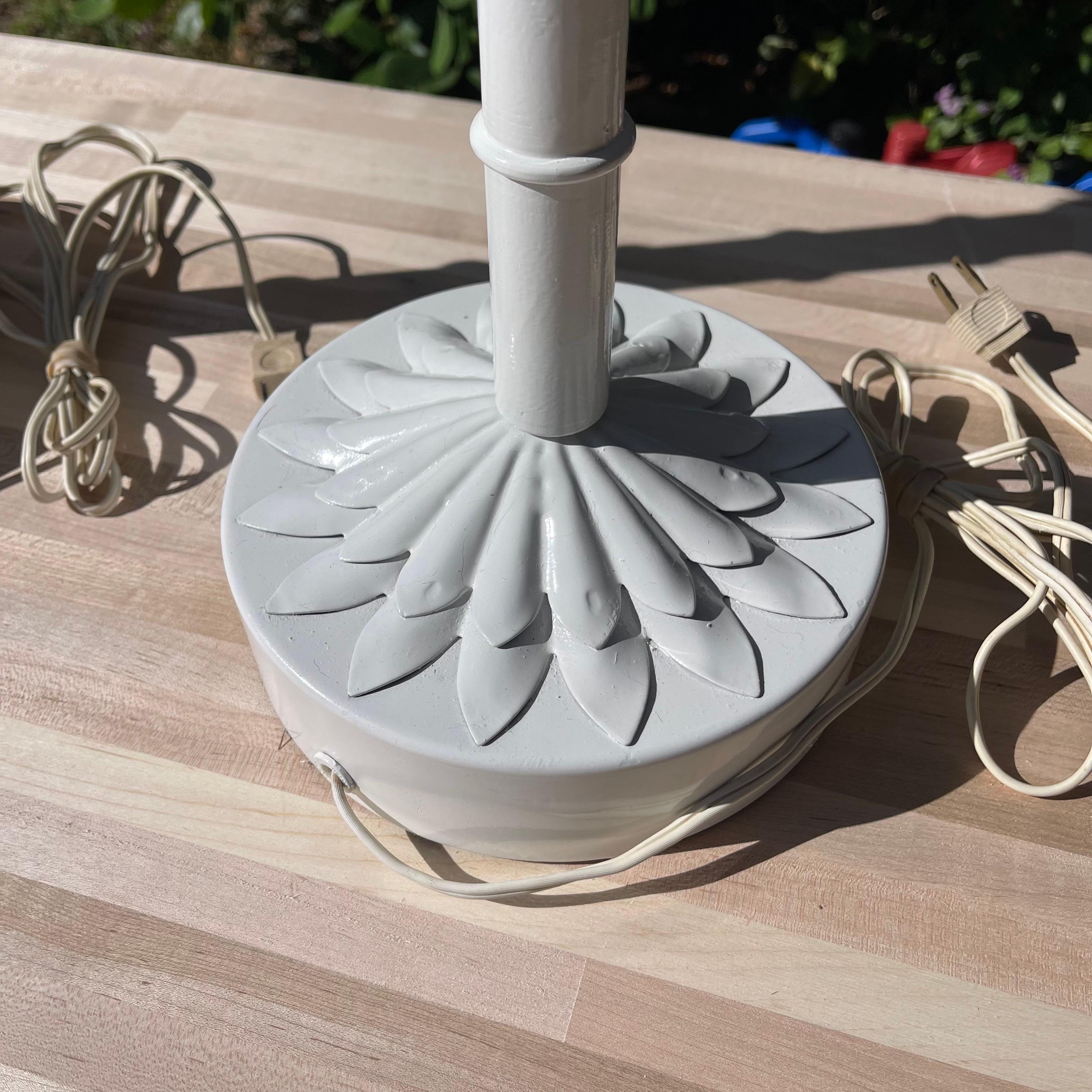 Vintage Tole Painted Metal Palm Tree Form Table Lamps, a Pair For Sale 7