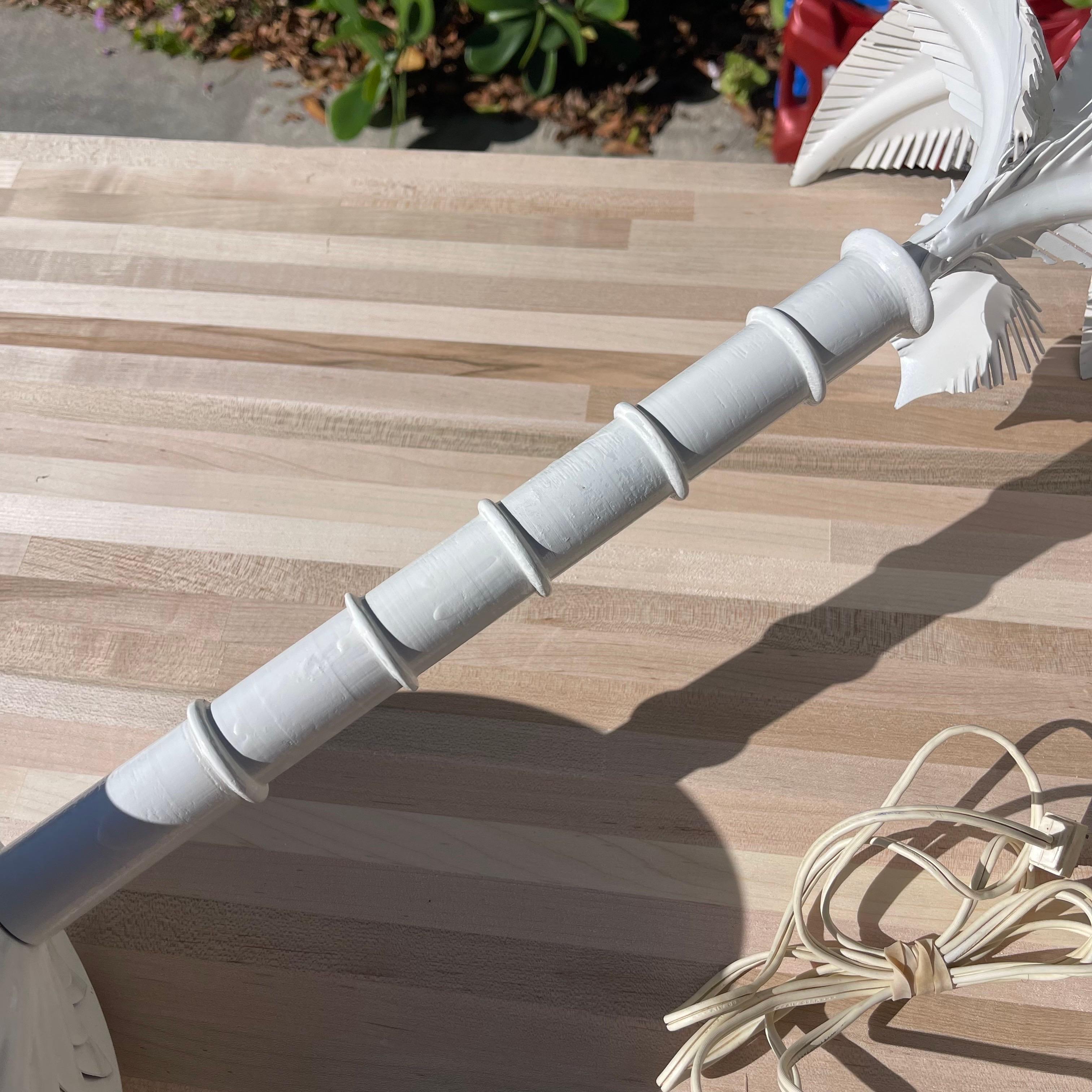 Vintage Tole Painted Metal Palm Tree Form Table Lamps, a Pair For Sale 8