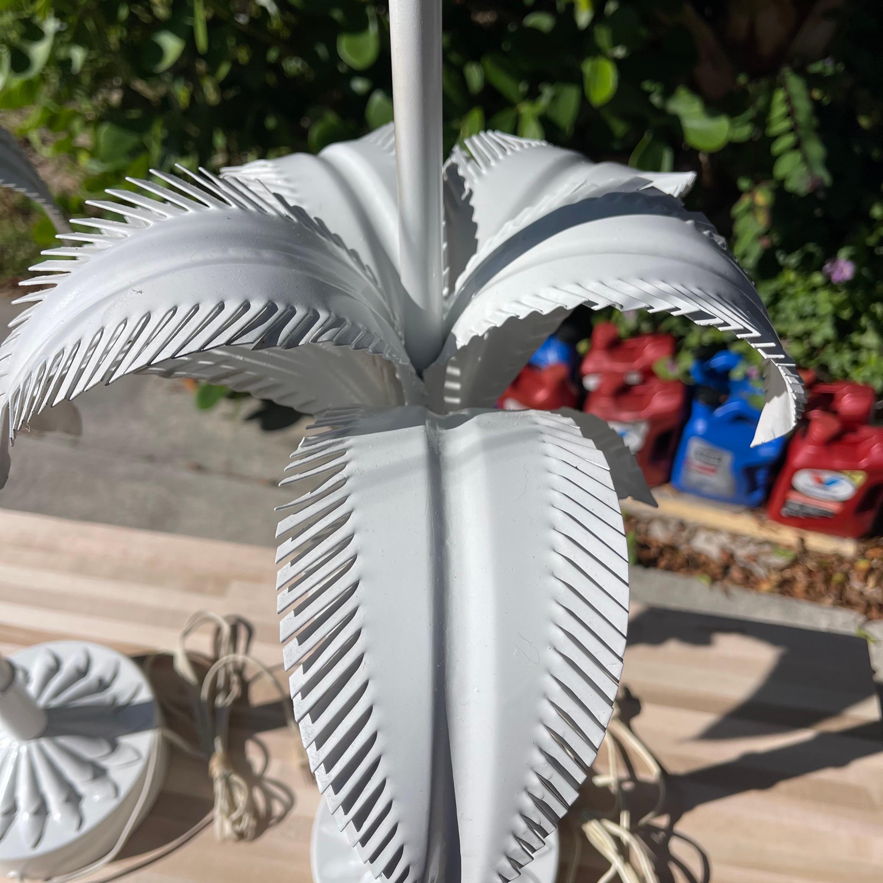 Vintage Tole Painted Metal Palm Tree Form Table Lamps, a Pair For Sale 10