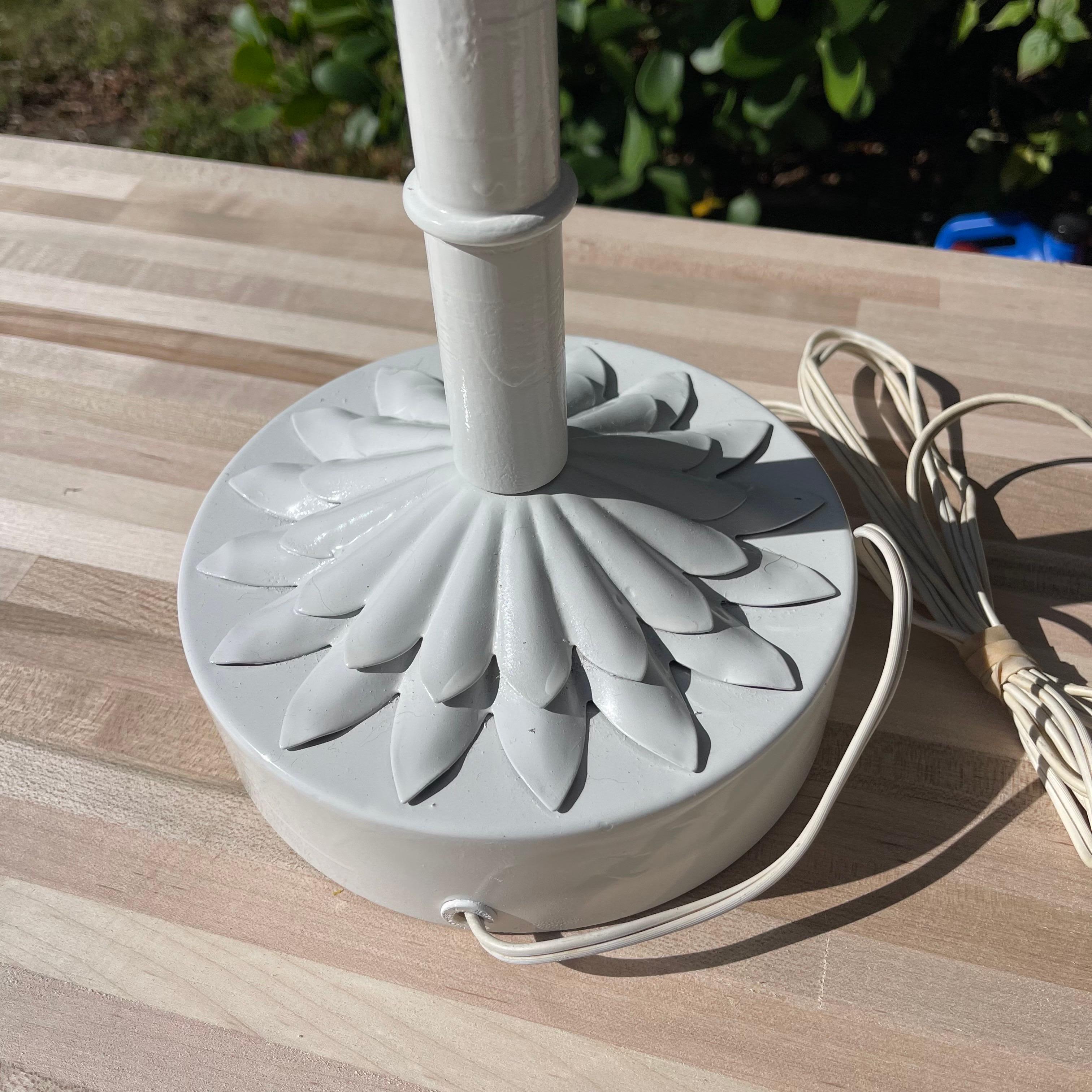 Vintage Tole Painted Metal Palm Tree Form Table Lamps, a Pair For Sale 11