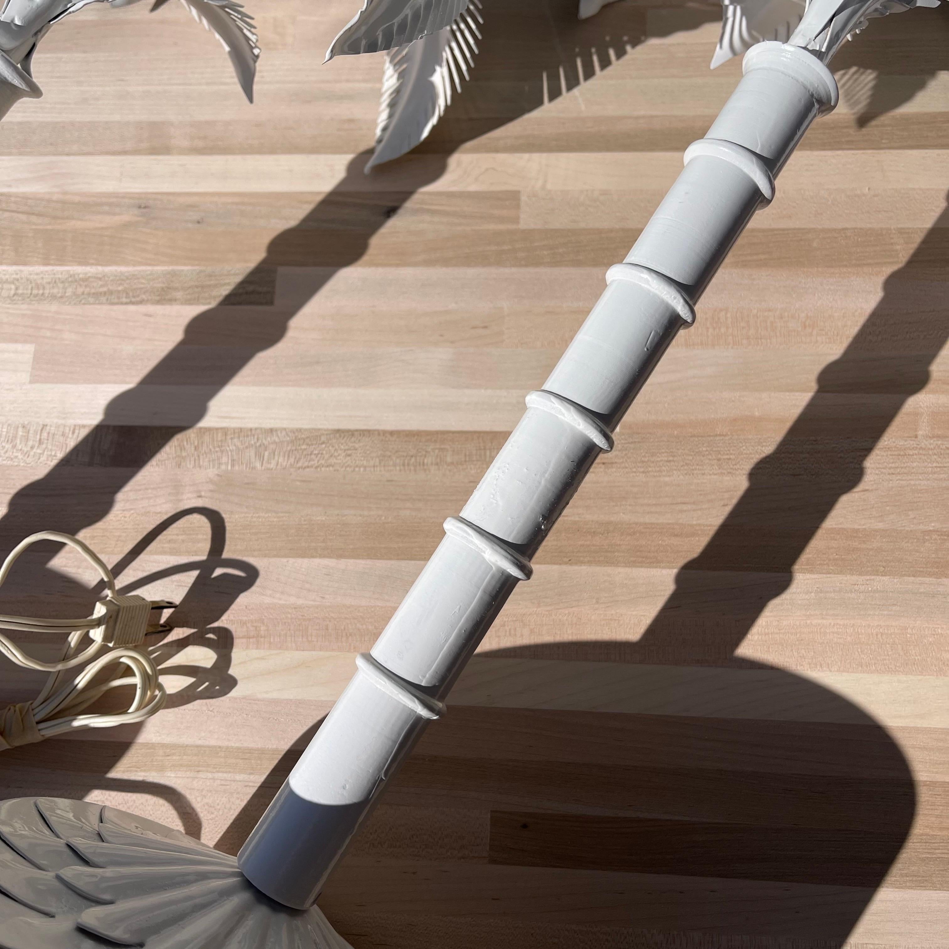 Vintage Tole Painted Metal Palm Tree Form Table Lamps, a Pair For Sale 12