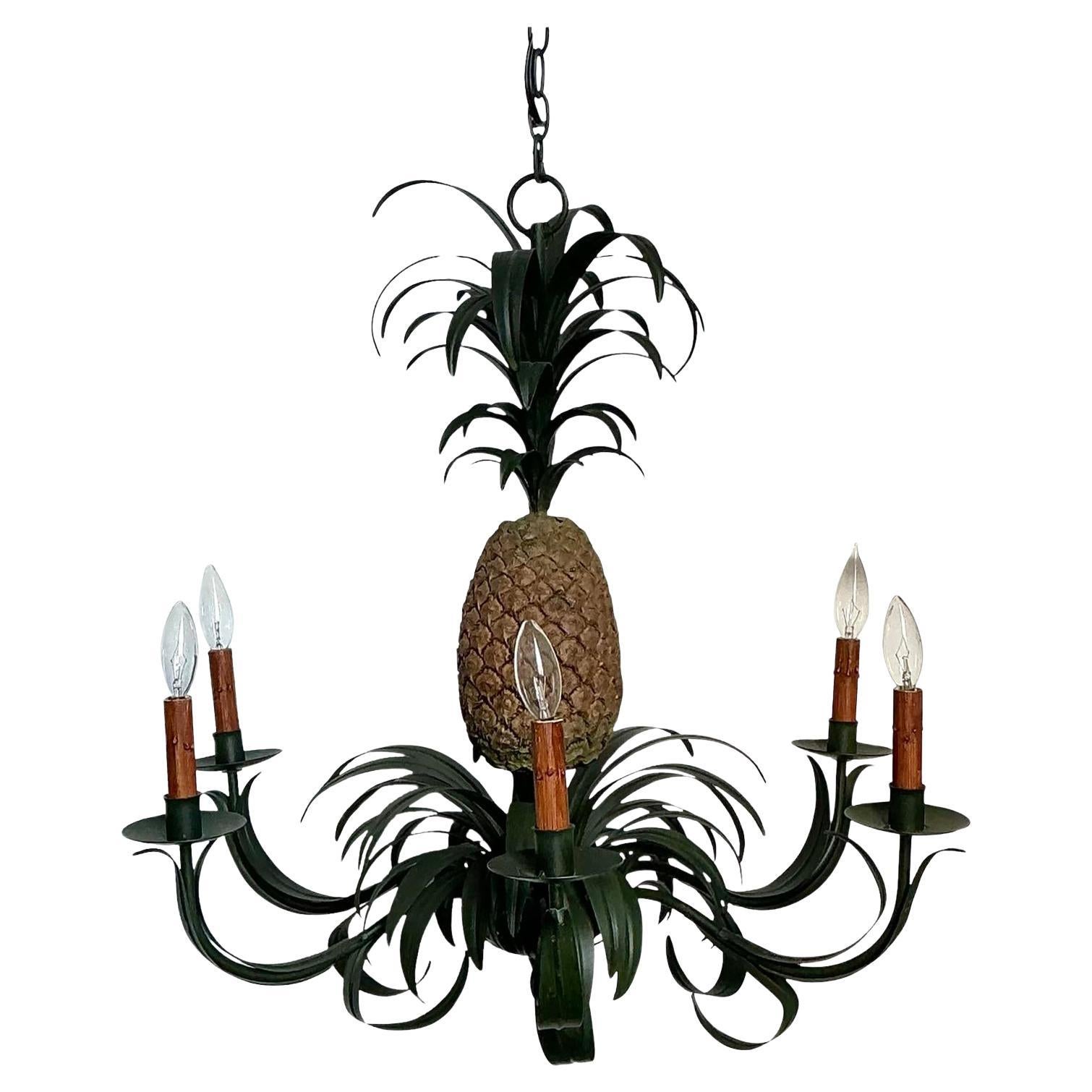 Vintage Tole Pineapple Chandelier