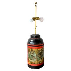 Vintage Tole Tea Cannister Lamp