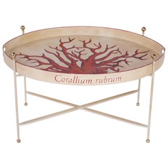Retro Tole Tray Table with Red Coral